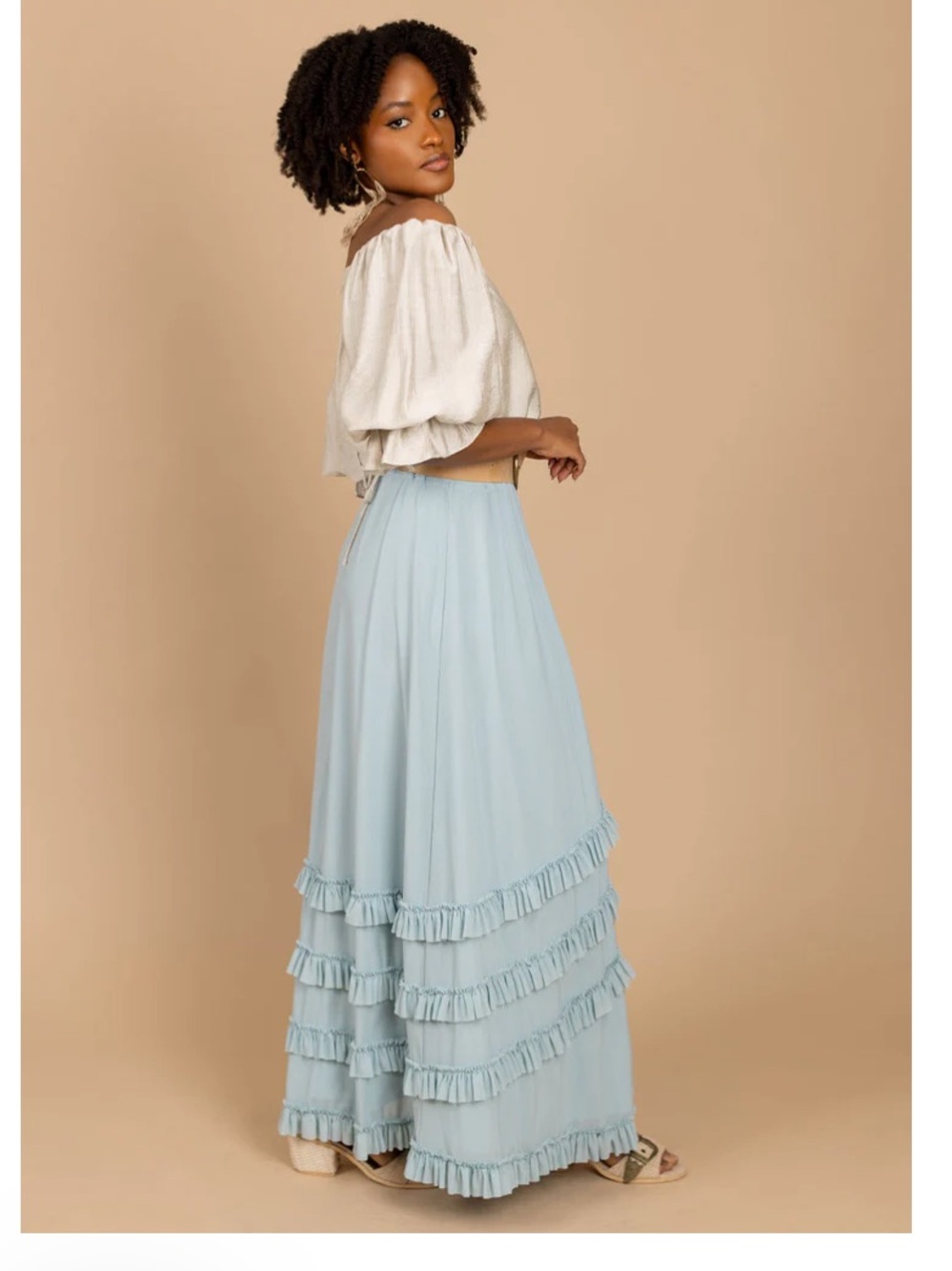 Joyfolie Gorgeous Ice Blue Maxi Skirt NWT XXL - Picture 3 of 6